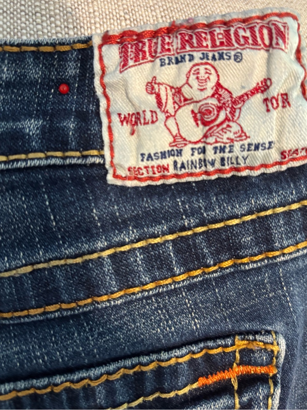 True Religion “Rainbow Billy” Dark Wash Bootcut Jeans - Dark Blue - Picture 4 of 4